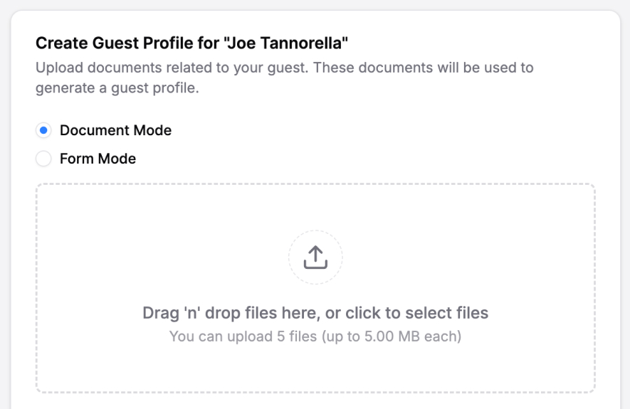Executive profile creation interface