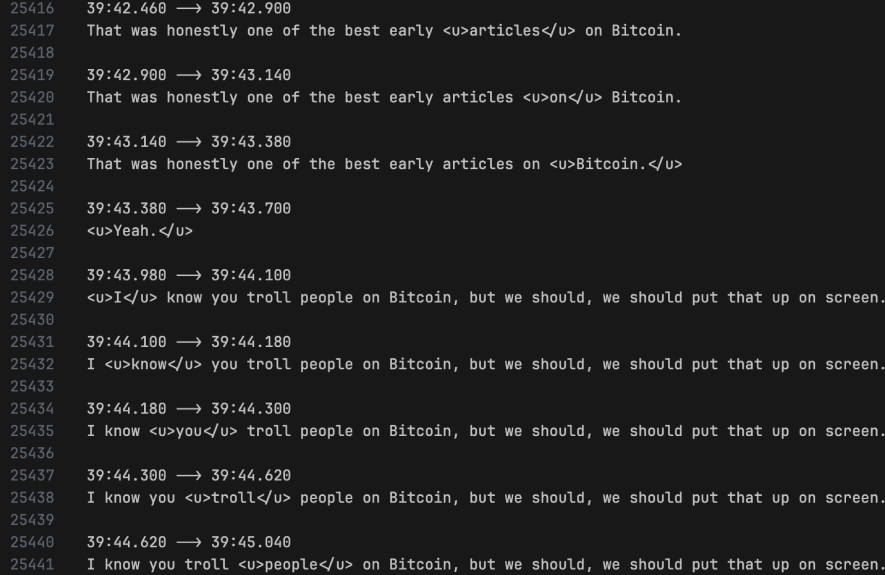 Podcast transcription interface